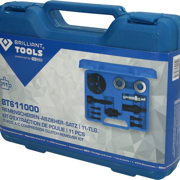 Brilliant Tools Riemenscheiben Abzieher Satz in einem blauen Werkzeugkoffer