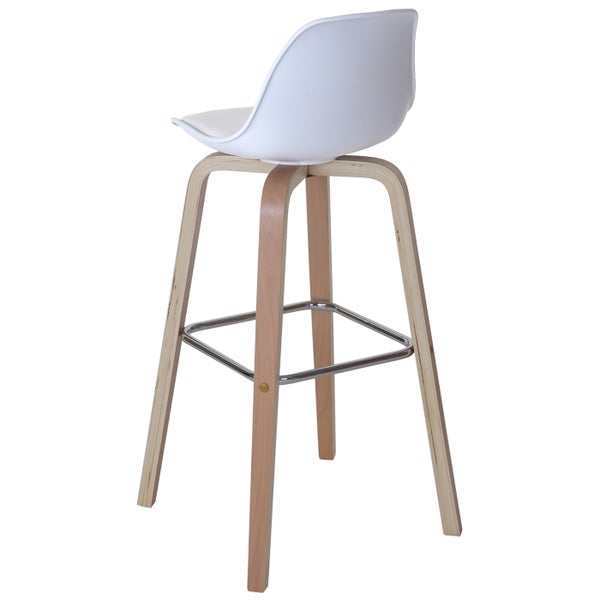 Barhocker mit Holzbeinen und Sitzschale