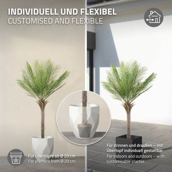 ML-Design Künstliche Palme 150 cm, Künstliche Pflanzen groß, Tropische Kunstpalme, Kunstpflanze, Fake Plant Deko, Plastik Pflanze im Topf für Indoor/Outdoor, Kunstbaum wie echt für Wohnzimmer Büro