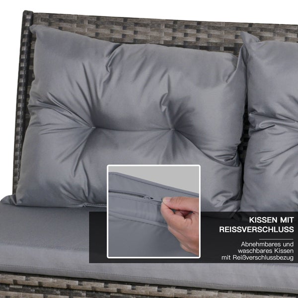 Outsunny 6 tlg. Sitzgarnitur Sitzgruppe Gartenset Sofagarnitur Gartenmöbel Set Lounge, Polyrattan, Grau
