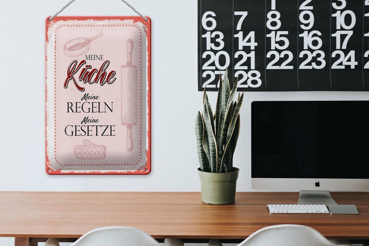 Blechschild Spruch Meine Küche meine Regeln 20x30cm