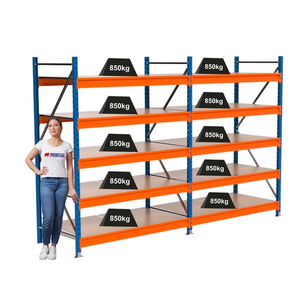 Regalsystem mit mehreren Ebenen und einer Traglast von 850 kg pro Ebene