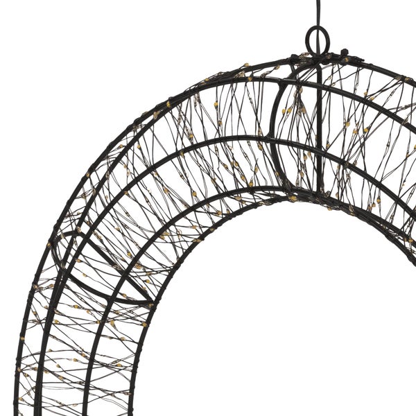 LED Hängedekoration in Ringform mit Drahtgeflecht für Innen- und Außenbereich