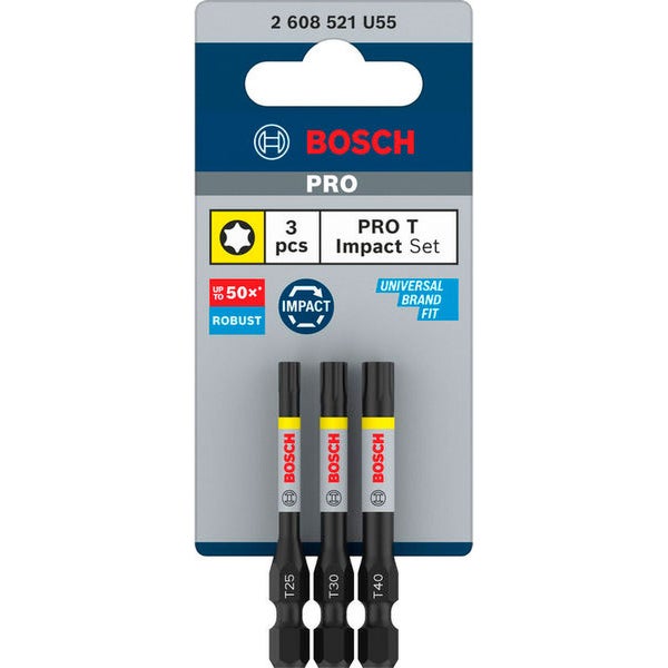 Bosch PRO Torx Impact Bit T25 T30 T40 55 mm 3-tlg. - 2608521U55