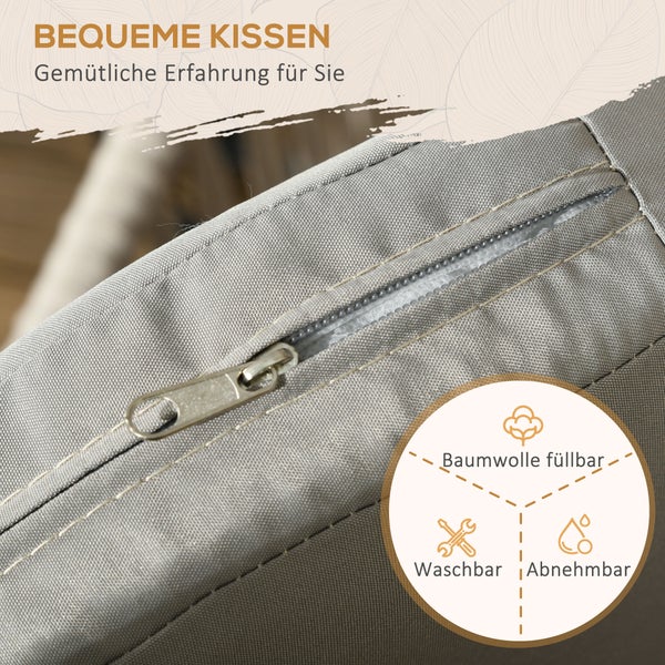 Outsunny Gartenstühle 2er-Set, mit Kissen, im Boho-Stil, 57 x 60 x 71 cm, Stahl, Polyeste, Beige