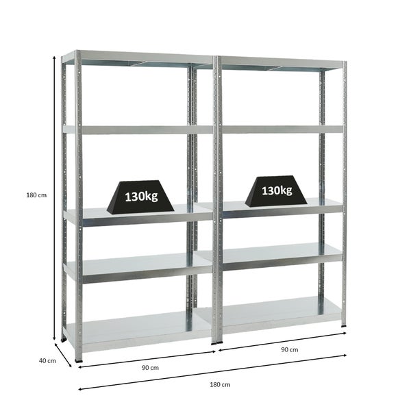 PROREGAL Mega Deal 2x Schwerlastregal Steel Eagle HxBxT 180 x 90 x 40 cm Fachlast 130 kg Verzinkt