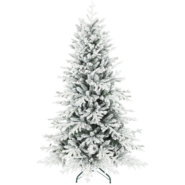 Künstlicher Weihnachtsbaum beschneit mit Metallständer.