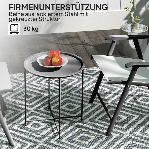 Outsunny Beistelltisch klappbar Gartentisch Ø46 x 50 cm Rund wetterfest Balkontisch mit klappbar Tischbeine Campingtisch Klapptisch Kaffeetisch für Wohnzimmer Büro Outdoor Indoor Schwarz