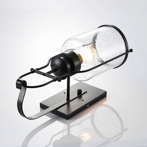 Wandleuchte mit Klarglas und schwarzem Metallgestell