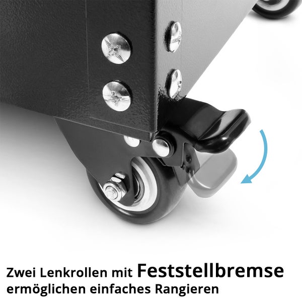 Zwei Lenkrollen mit Feststellbremse für einfaches Rangieren