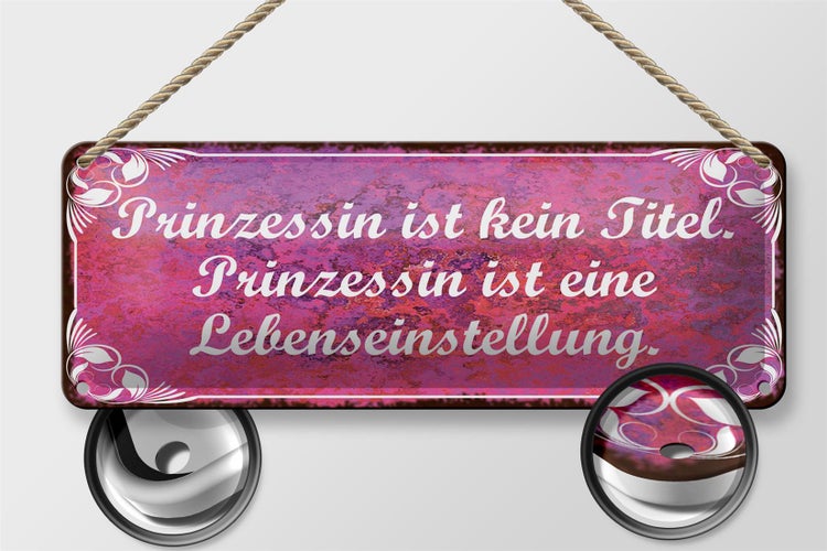 Blechschild Spruch 27x10cm Prinzessin ist kein Titel ist Dekoration