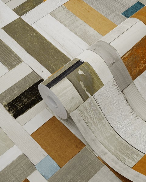 Tapetenrolle mit Holzplanken-Design