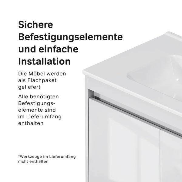 Sichere Befestigungselemente und einfache Installation des Badezimmermöbel-Sets