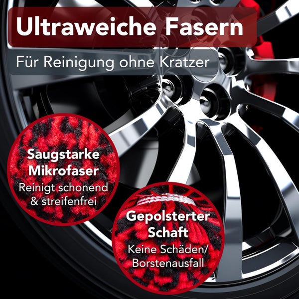 LAAKFELD Felgenbürste für Akkuschrauber (schnelle & mühelose Reinigung) - Top Ergebnis mit schonendem & langlebigem Bürstenaufsatz Akkuschrauber Auto - Felgen Bürste Bohrmaschine einfach & belastbar