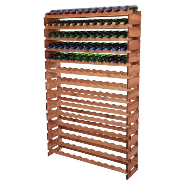 Weinregal VINOTECA FLEX PRO HxBxT 191x123x28cm 168 Flaschen auf 14 Ebenen Massives Kiefernholz Braun geölt