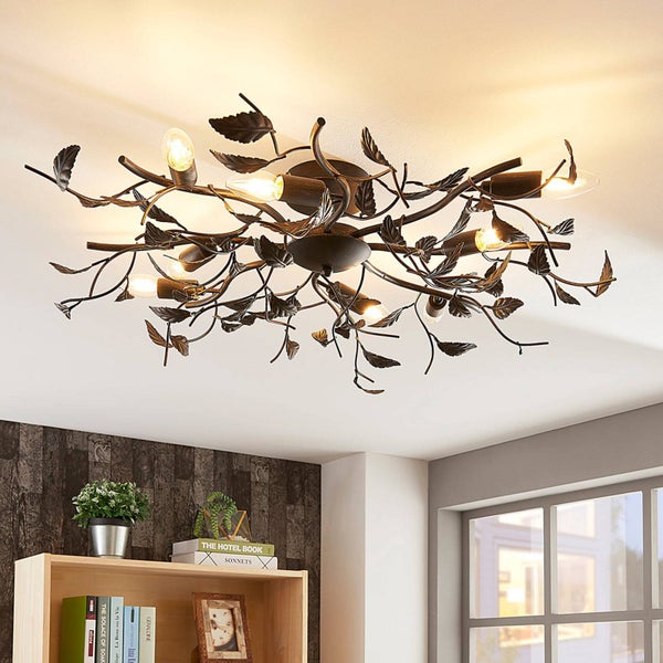 Lindby Deckenlampe Yos (Florentiner) in Schwarz aus Metall (8 flammig, E14) - Deckenleuchte Lampe Schlafzimmerleuchte