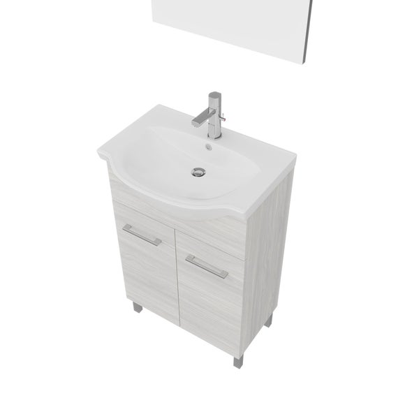 55 cm Möbelset für das Badezimmer, in Holzoptik Eiche grau | Rimini