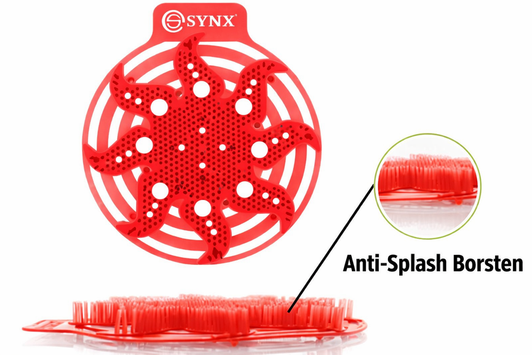 Urinal-Spritzschutz mit Antischmutzborsten