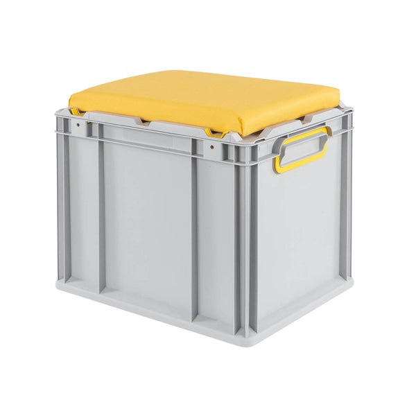 PROREGAL Eurobox NextGen Seat Box Gelb HxBxT 36,5 x 30 x 40 cm 30 Liter Griffe Geschlossen Eurobehälter Sitzbox Transportbox