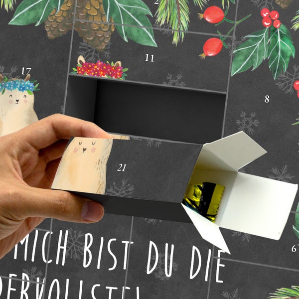 Mr. & Mrs. Panda Befüllbarer Adventskalender Bären mit Blumenkranz - Schwarz