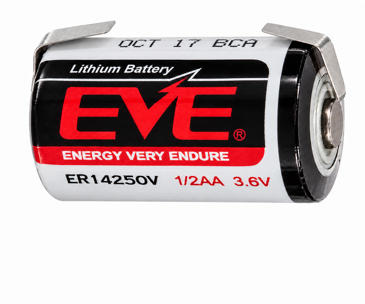 EVE ER14250V Lithium Batterie 3,6 Volt, 1/2AA Größe mit Lötfahnen