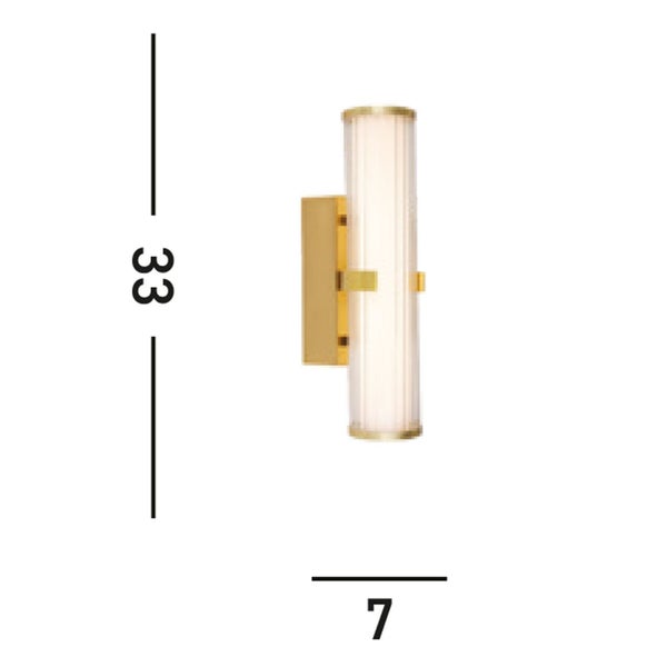 Wandleuchte mit den Maßen 33 mal 7 Zentimeter.