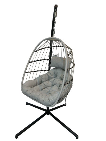 Sungörl Hängesessel Sterzing Light Grey Faltbar Wetterfest Stabil Indoor Outdoor Relaxsessel