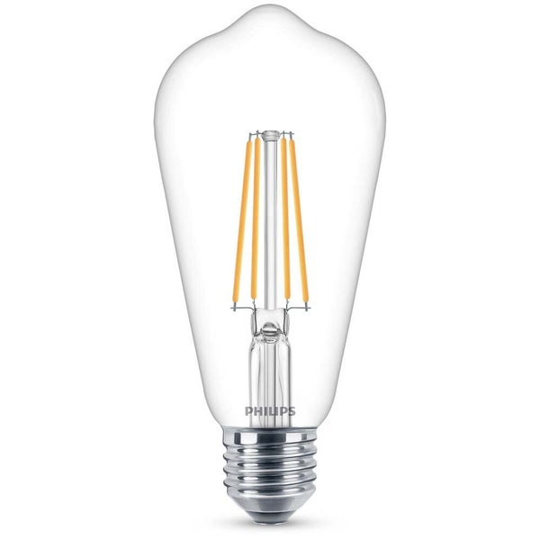Philips LED Lampe ersetzt 60W, E27 Edisonform ST64, klar, warmweiß, 806 Lumen, nicht dimmbar, 1er Pack