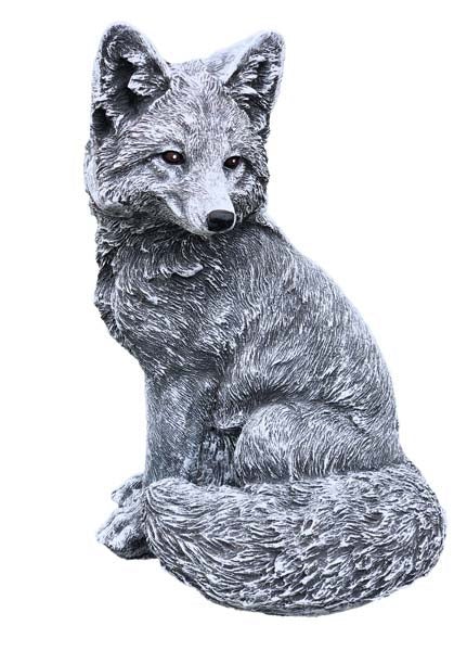 Detaillierte Gartenfigur Fuchs aus Steinguss zur Dekoration im Außenbereich