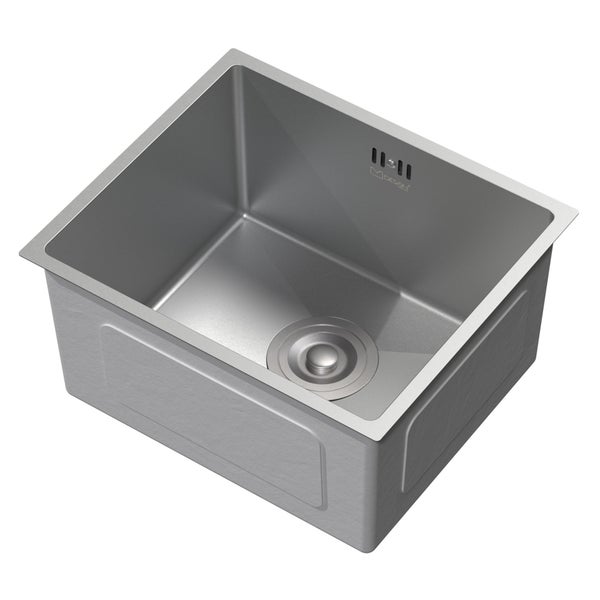 ML-Design Spülbecken Edelstahl 34x40 cm, Küchenspüle Rechteckig, 1 Becken klein Einbauspüle Unterbauspüle, Edelstahlspüle mit Ab- und Überlaufgarnitur, Einzelbecken mit Siphon, Waschbecken Küche Spüle