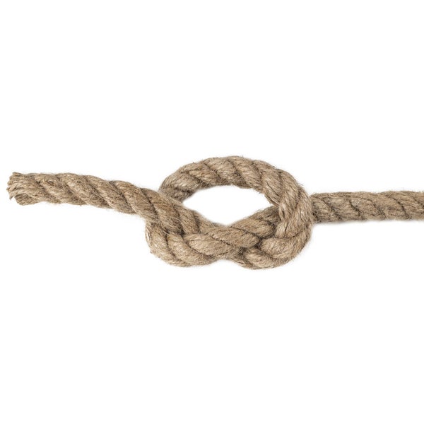Gedrehtes Seil aus Naturfasern mit einem Knoten.