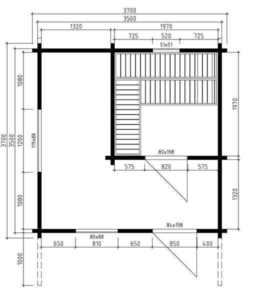 FinnTherm Saunahaus Luzern-70 Gartensauna 3 Sitzbänke aus Holz, Sauna mit 70 mm Wandstärke Außensauna, Naturbelassen 3,7x3,7m