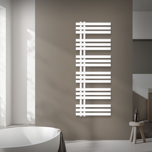 ECD Germany Iron EM Design Badheizkörper Elektrisch mit Heizstab 1200 W - 500 x 1400 mm - Weiß - Designheizkörper Paneelheizkörper Heizkörper Handtuchwärmer Handtuchtrockner