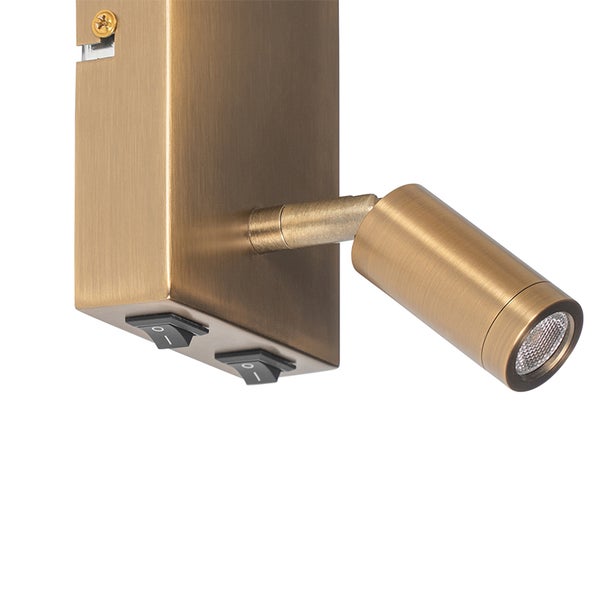 Wandleuchte mit schwenkbarem Leuchtenkopf und Schaltern