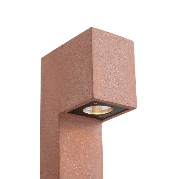 Moderne Sockelleuchte aus Beton in rechteckiger Form mit integriertem Leuchtmittel für die Außenbeleuchtung