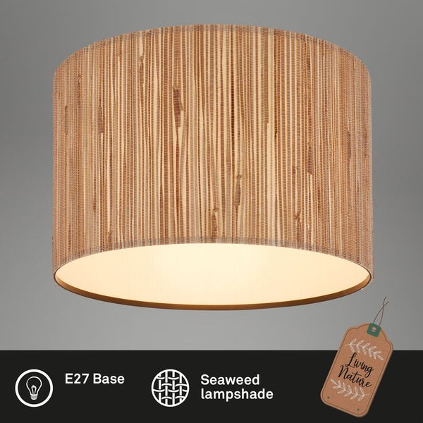 Briloner Slama Deckenlampe, Seegras Schirm, Boho-Stil, E27 Fassung, Natur, Ø35 x 28 cm