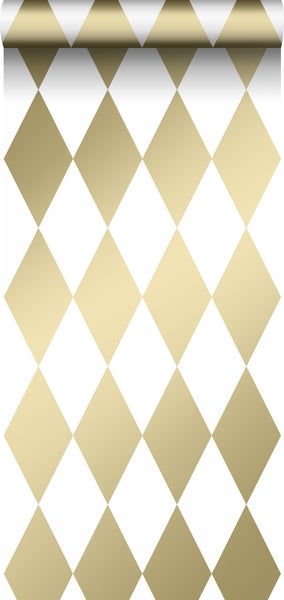 Origin Wallcoverings Tapete Karomuster Weiß und Gold - 0,53 x 10,05 m - 347669