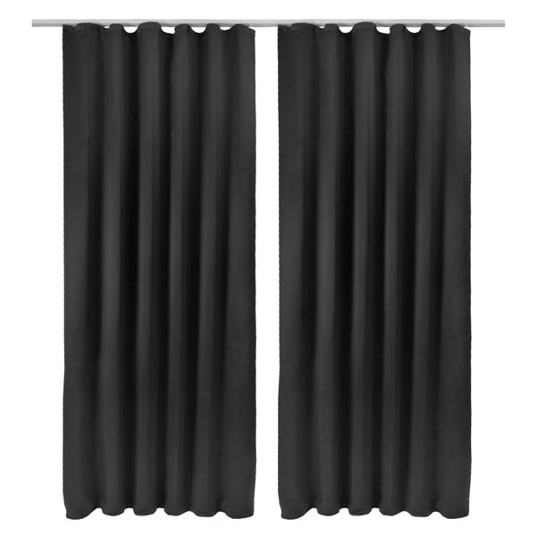 Beautissu Amelie BK Vorhang mit Kräuselband 140x245cm Schwarz (2tlg)