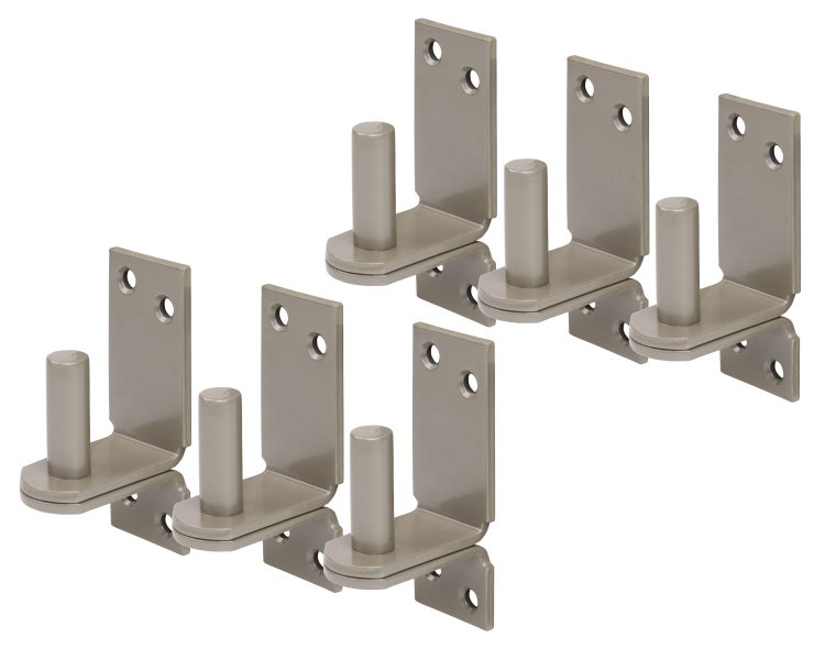 Set von sechs Metall-Torband-Halterungen für schwere Türen und Tore mit Montageplatte und Bolzen.