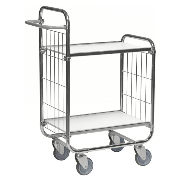 Servierwagen mit zwei Ablageflächen und Rollen