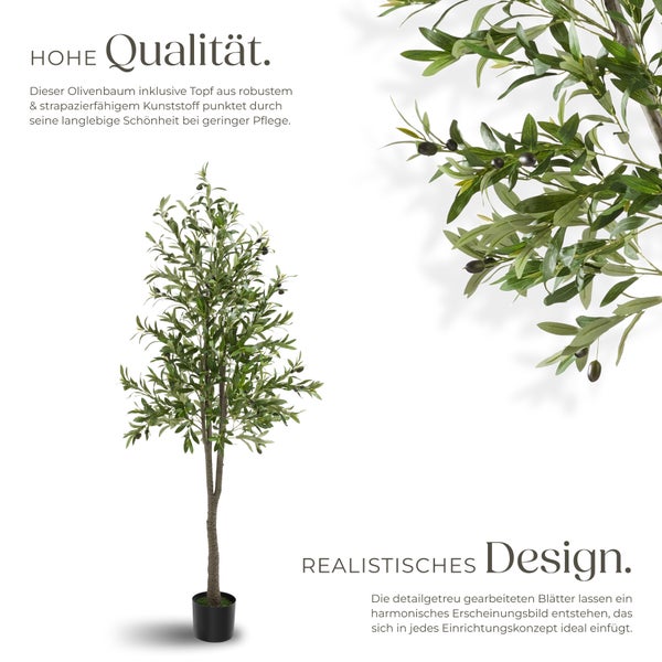 Künstlicher Olivenbaum tectake Oleand stabiler Kunststoff-Blumentopf verschiedene Größen grün
