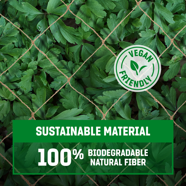 GardenGloss Jute Ranknetz Nachhaltig 100% Biologisch Abbaubar - Mit grosser Maschenweite für Gurken, Tomaten und Anderen Gemüsepflanzen - Rankhilfen für Kletterpflanzen (2m x 10m)