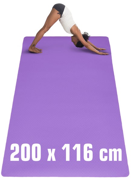 200x116 XXL Fitnessmatte - Rutschfest  - 6mm Extra Breite Yogamatte Aubergine