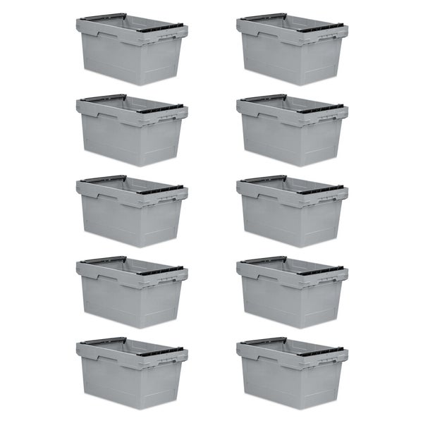 PROREGAL SparSet 10x Conical Mehrweg-Stapelbehälter mit Stapelbügel Grau HxBxT 32,3 x 40 x 60 cm 58 Liter Lagerbox Eurobox Transportbox