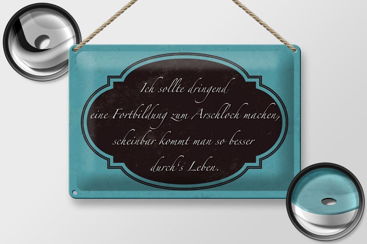 Blechschild Spruch 30x20cm ich Fortbildung zum Arschloch