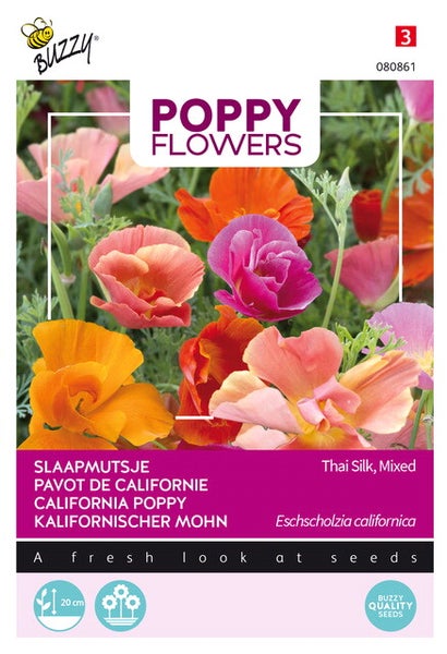 Buzzy Poppy Flowers Saatgutpackung