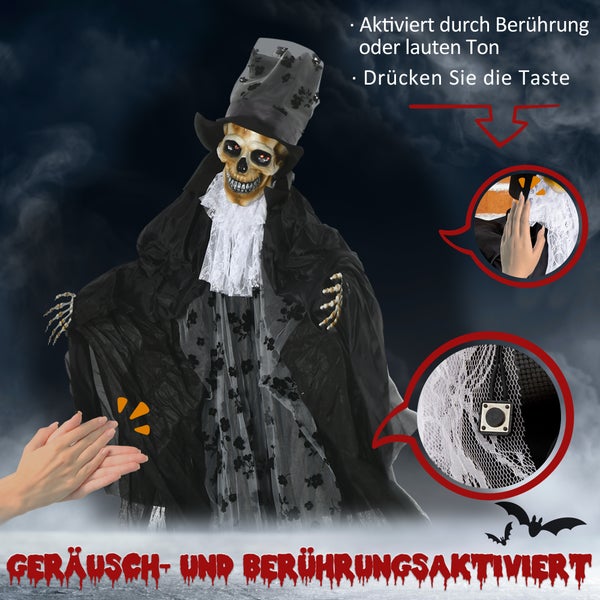 Outsunny Halloween-Dekoration, 125L x 65B x 189H cm, Polyester, Schwarz
