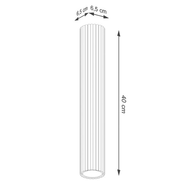 Abmessungen eines Lampenschirms: 40 cm hoch, 6,5 cm breit