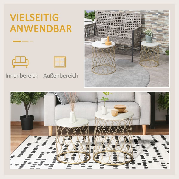 Outsunny Beistelltisch, 41L x 41B x 46H cm, Stahl, gold