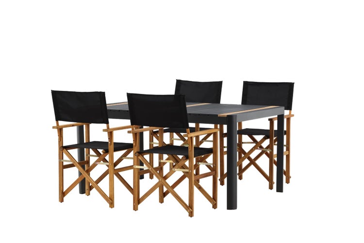 Togo Gartenset Tisch 150x100cm, 4 Stühle Marion, schwarz,schwarz. 150 X 75 X 100 cm
